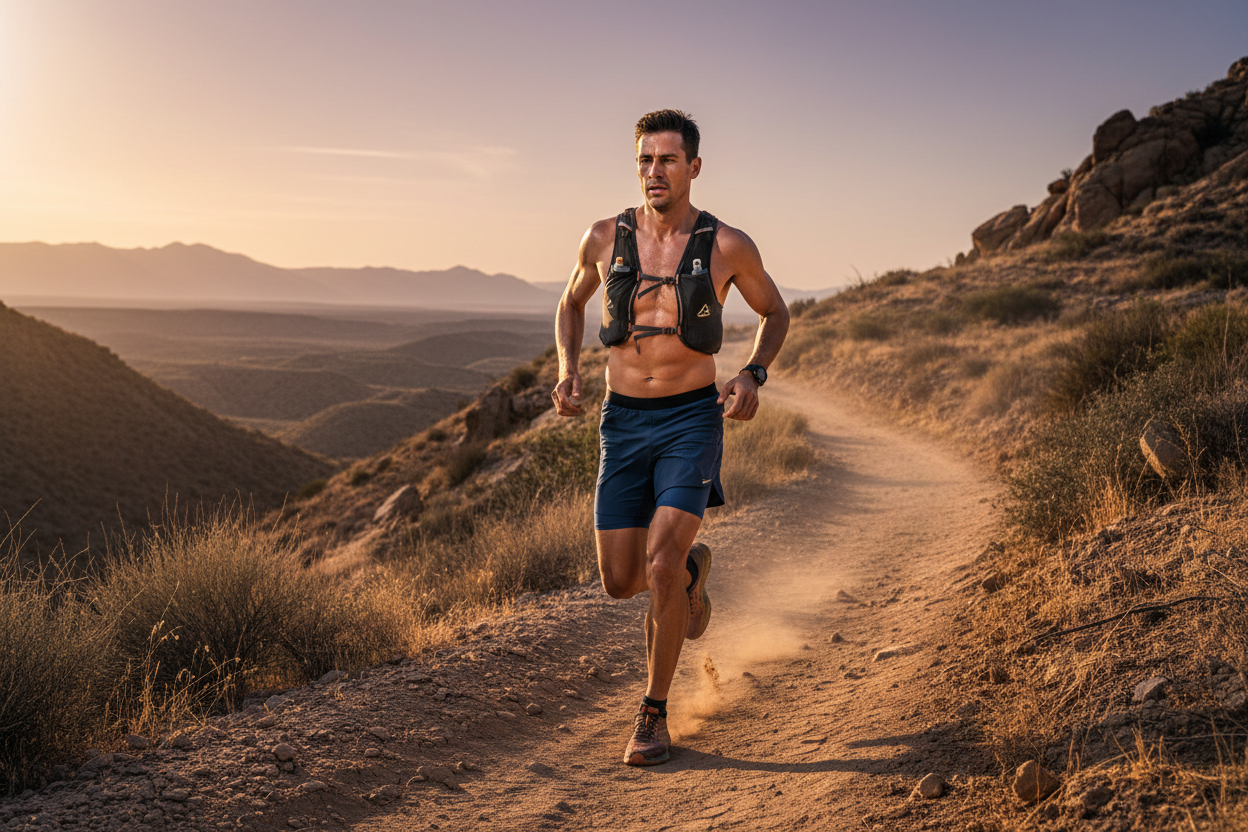 Endurance runner sweating on a trail — amino acid losses in sweat during long runs