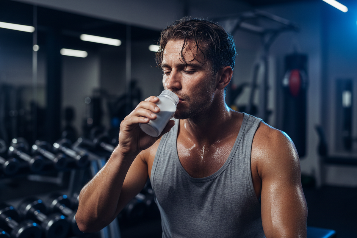 Athlete taking a supplement immediately after training — the post-workout recovery window and why free-form amino acids matter